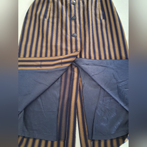 Vintage Le Truc/ Striped Blue and Brown/ Button-Down/ Pencil Skirt/ Size US 16 - Picture 2 of 11